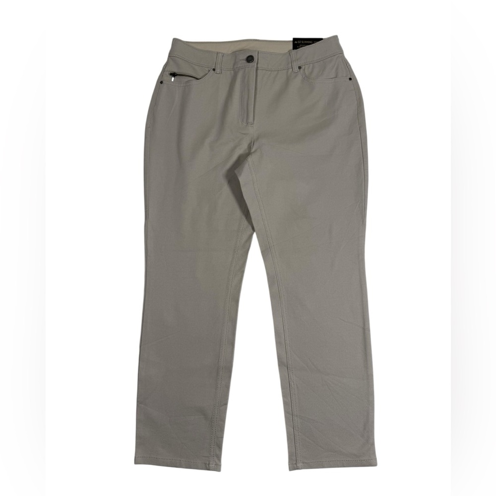 Chico’s So Slimming Courtney Ankle Pants Sz 8P Beige Stretch Slim Fit Casual NEW